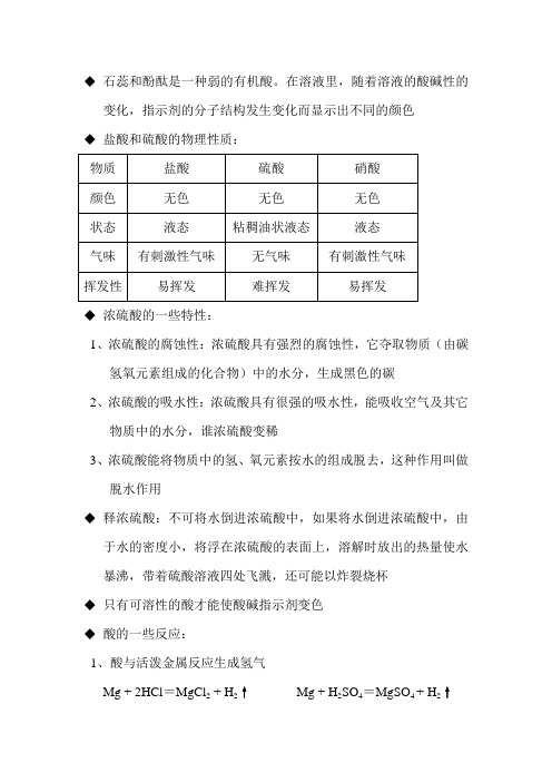 初四化学知识点