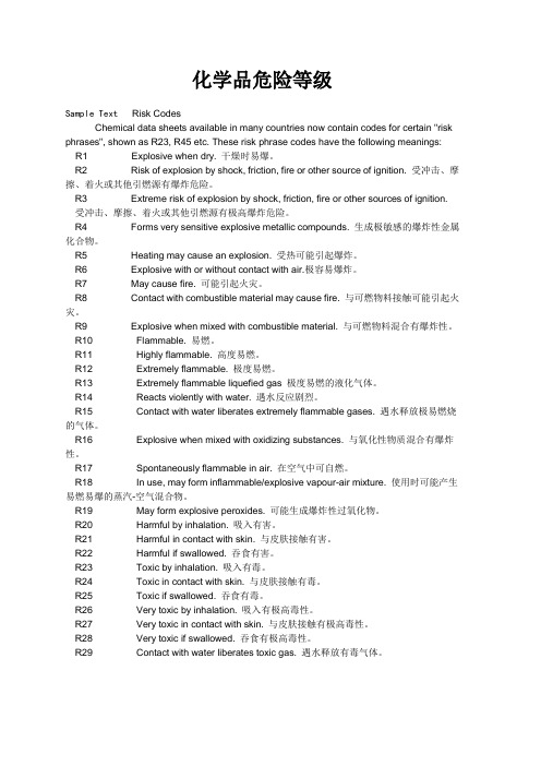 化学品危险等级