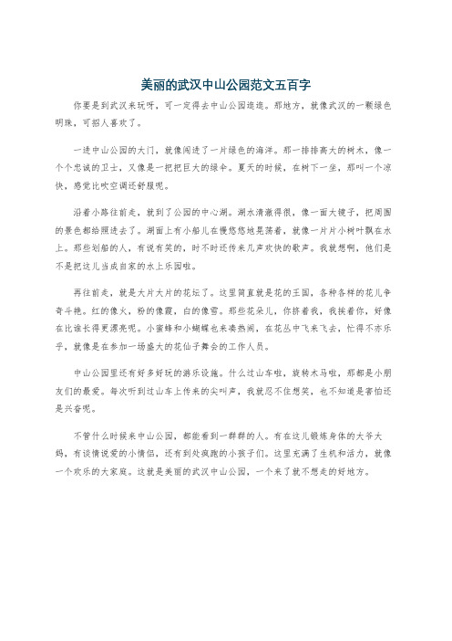 美丽的武汉中山公园范文五百字