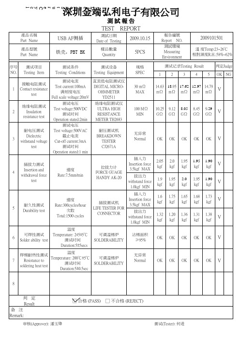 USB成品测试报告