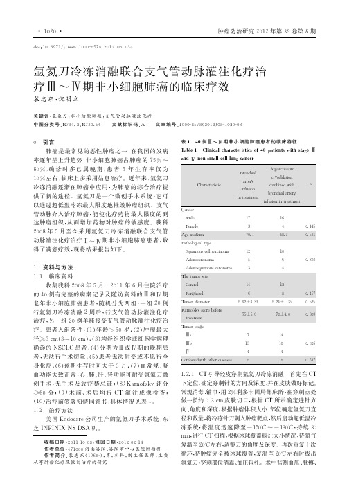 氩氦刀冷冻消融联合支气管动脉灌注化疗治疗期非小细胞肺癌的临床疗效