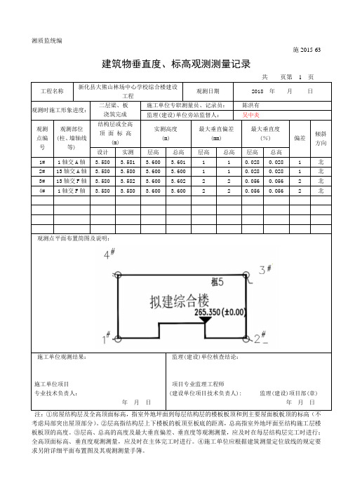 建筑物垂直度标高观测测量记录.doc