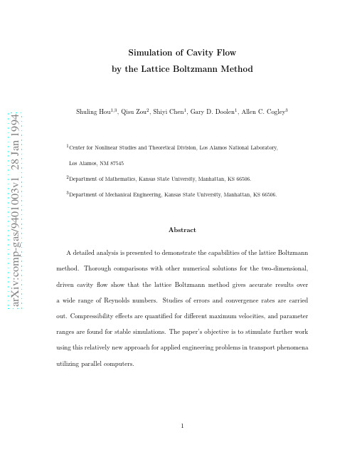 Simulation of Cavity Flow by the Lattice Boltzmann Method