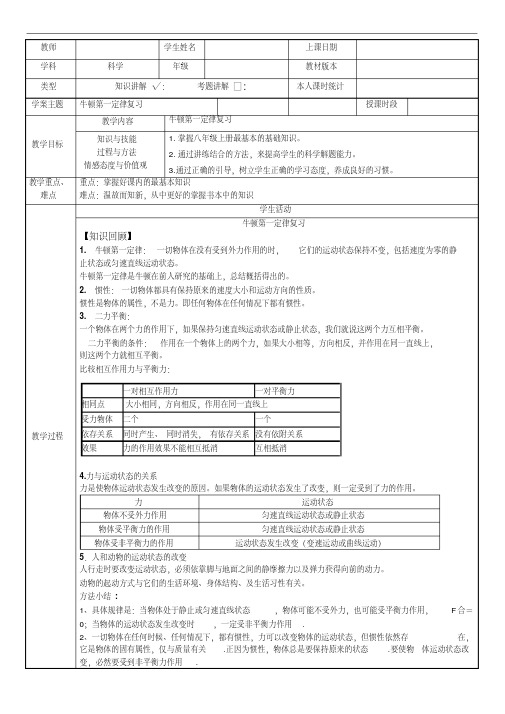 牛顿第一定律复习课教学案.pdf