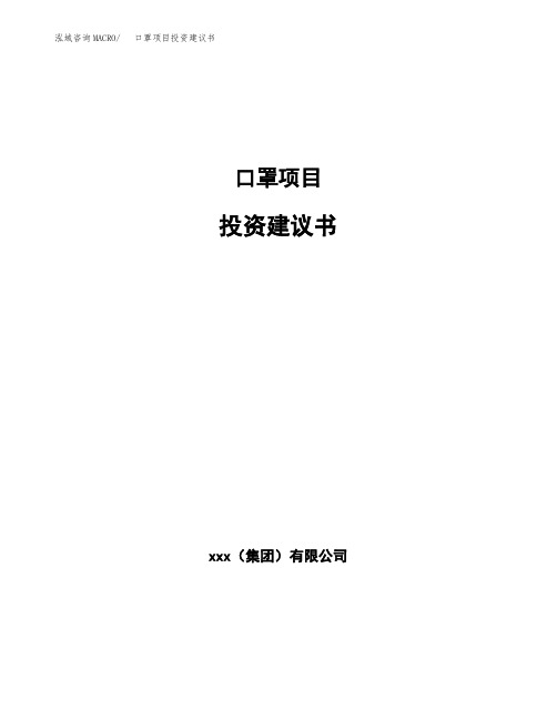 口罩项目投资建议书模板