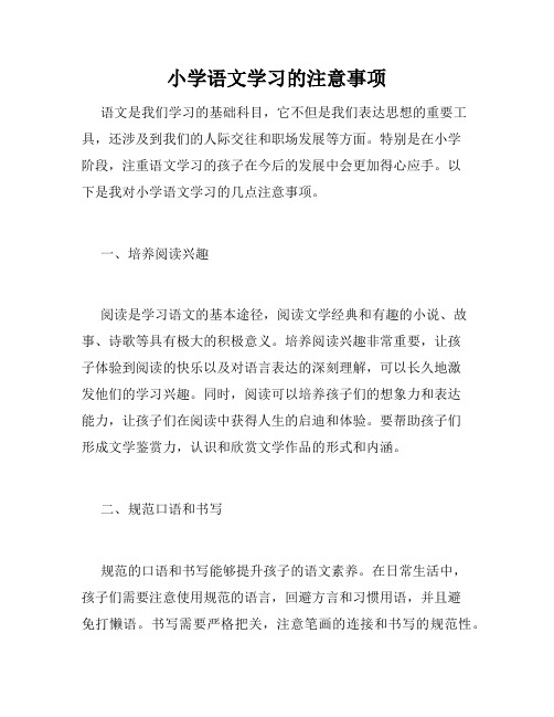 小学语文学习的注意事项