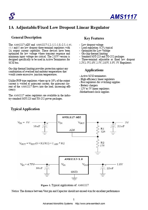 AMS1117-1.8 DATASHEET原厂规格书