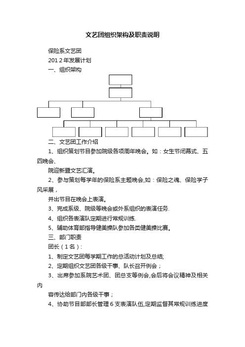 文艺团组织架构及职责说明