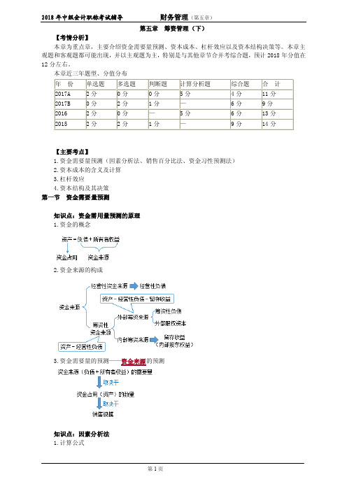 2018年会计师第五章　筹资管理（下）