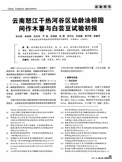 云南怒江干热河谷区幼龄油棕园间作木薯与白芸豆试验初报