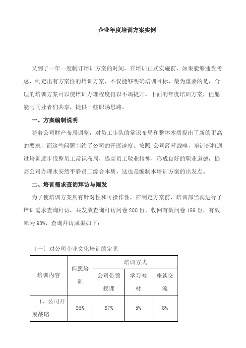 某大型企业年度培训实施方案案例全套