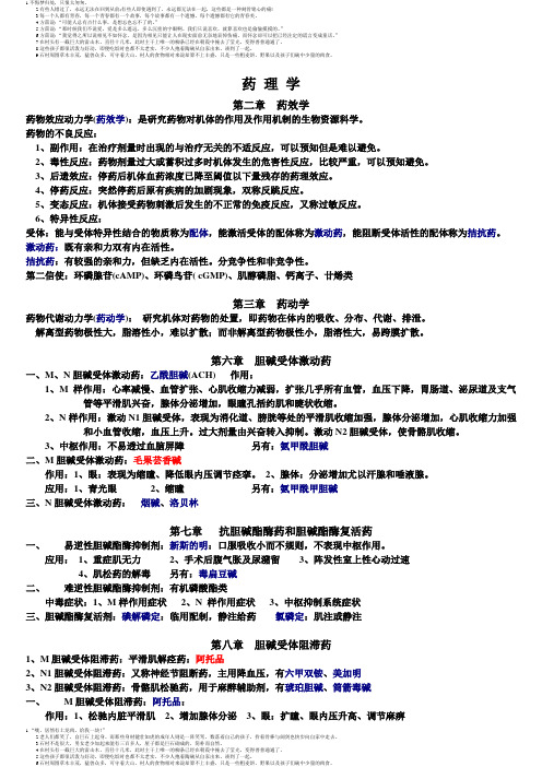 药理学知识点归纳(红色加粗标记)