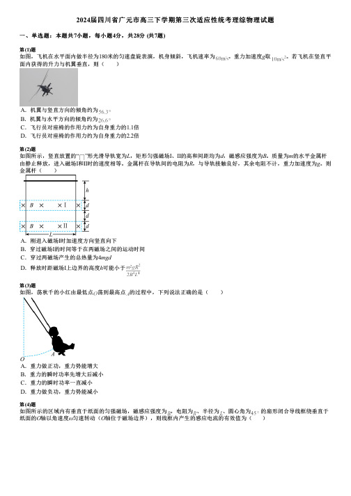 2024届四川省广元市高三下学期第三次适应性统考理综物理试题