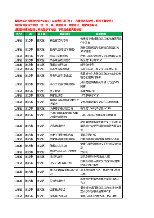 2020新版山东省潍坊市奎文区烘培坊工商企业公司商家名录名单黄页联系电话号码地址大全39家