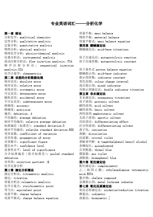 分析化学专业英语词汇总结