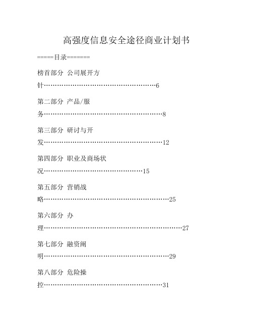 高强度信息安全平台商业计划书