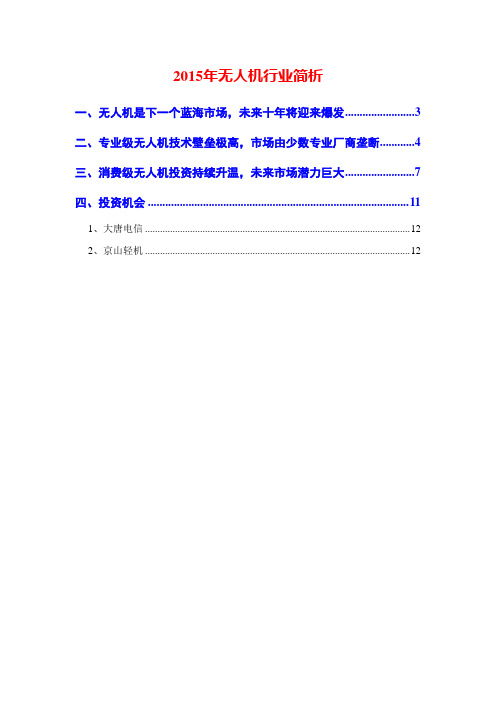 2015年无人机行业简析