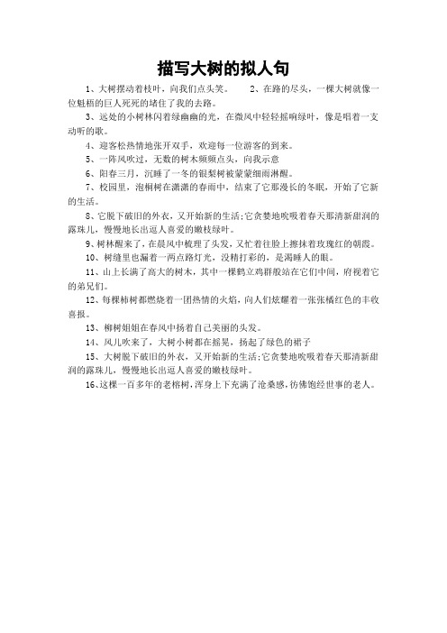 描写大树的拟人句