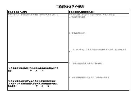 工作面谈评估分析表