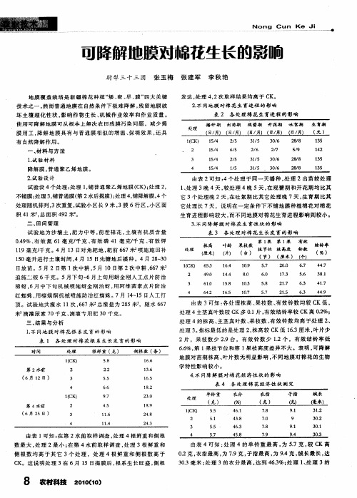 可降解地膜对棉花生长的影响