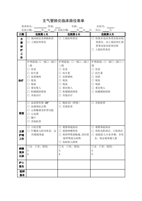 儿科 支气管肺炎 临床路径