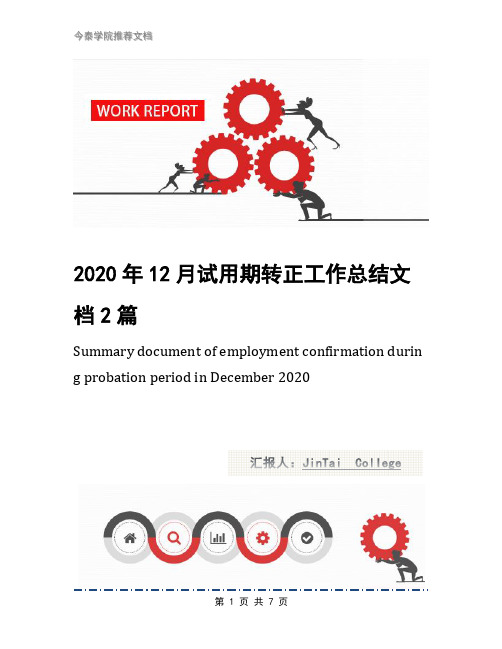 2020年12月试用期转正工作总结文档2篇