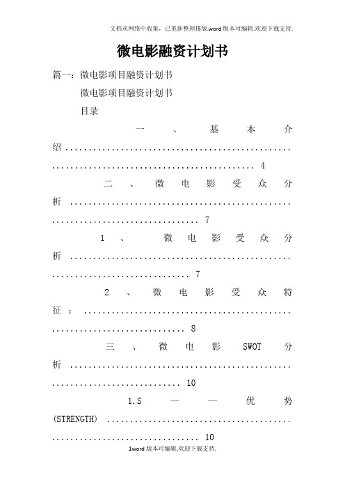 微电影融资计划书