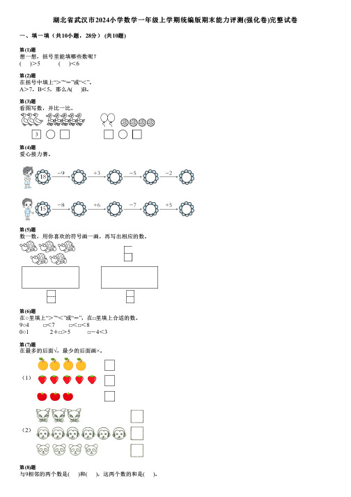 湖北省武汉市2024小学数学一年级上学期统编版期末能力评测(强化卷)完整试卷