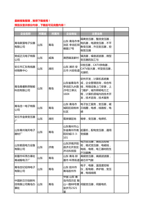 新版山东省变压器工商企业公司商家名录名单联系方式大全1151家