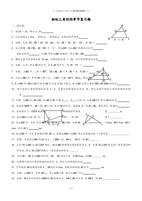 沪教版(五四制)九年级数学上同步练习：24.3相似三角形章节总复习.docx