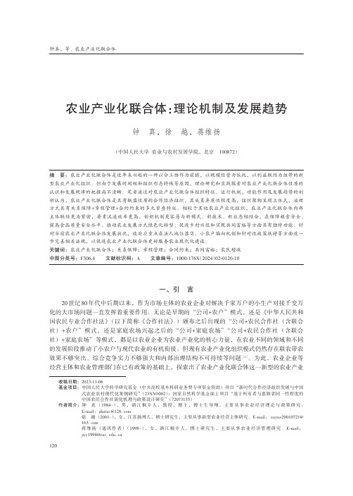 农业产业化联合体：理论机制及发展趋势