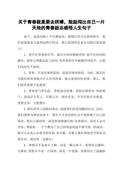 关于青春就是要去拼搏,鼓励闯出自己一片天地的青春励志感悟人生句子