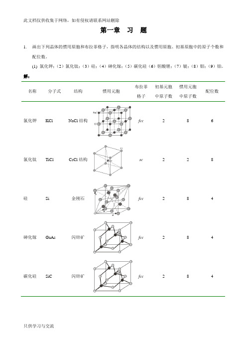 固体物理第一二章习题解答讲解学习