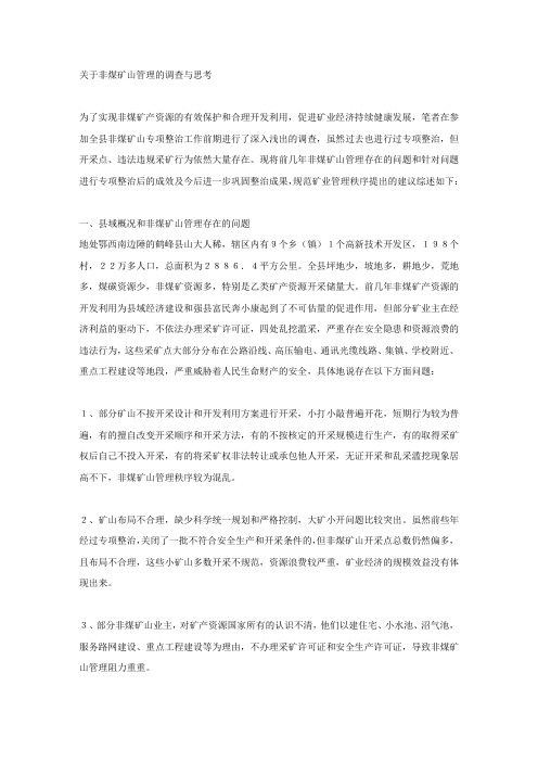 关于非煤矿山管理的调查与思考.docx