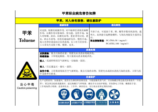 甲苯职业病危害告知牌(标准版)