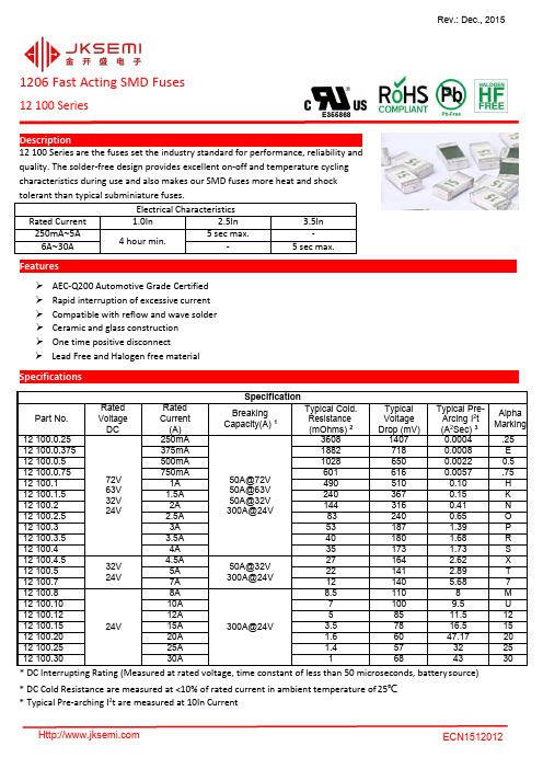 FUSE 一次性保险丝 1206快断