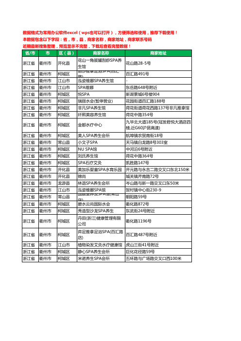 2020新版浙江省衢州市SPA工商企业公司商家名录名单联系电话号码地址大全26家