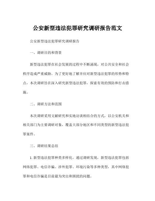 公安新型违法犯罪研究调研报告范文