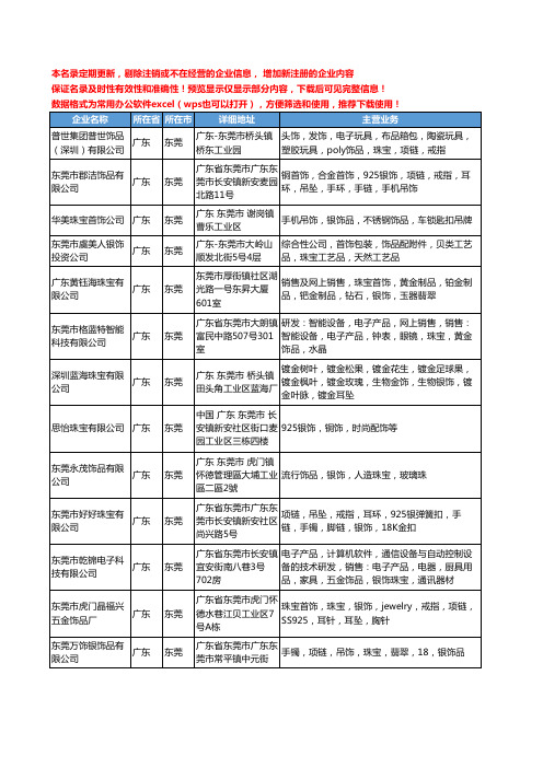 新版广东省东莞珠宝银饰工商企业公司商家名录名单联系方式大全20家