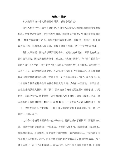 畅想中国梦_初中作文_3