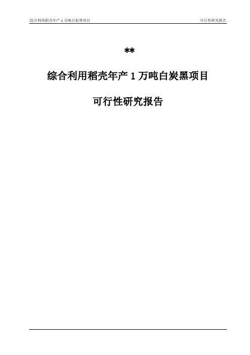 利用稻壳生产白炭黑建设项目可行性投资建议书