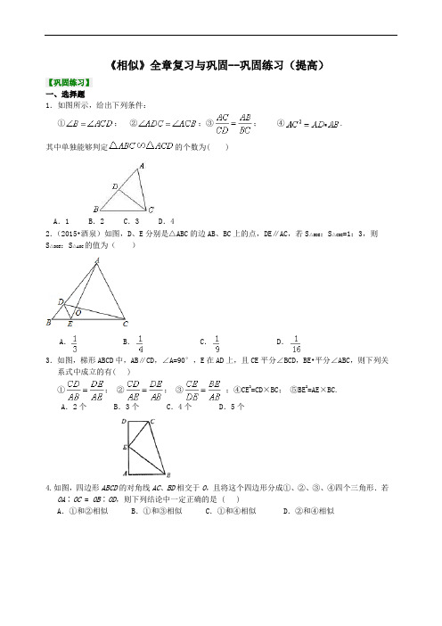 《相似》全章复习与巩固--巩固练习(提高)
