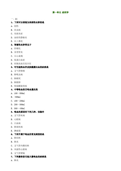 中医执业助理医师资格考试87页附答案(诊断学)