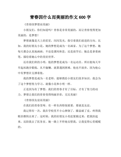 青春因什么而美丽的作文600字