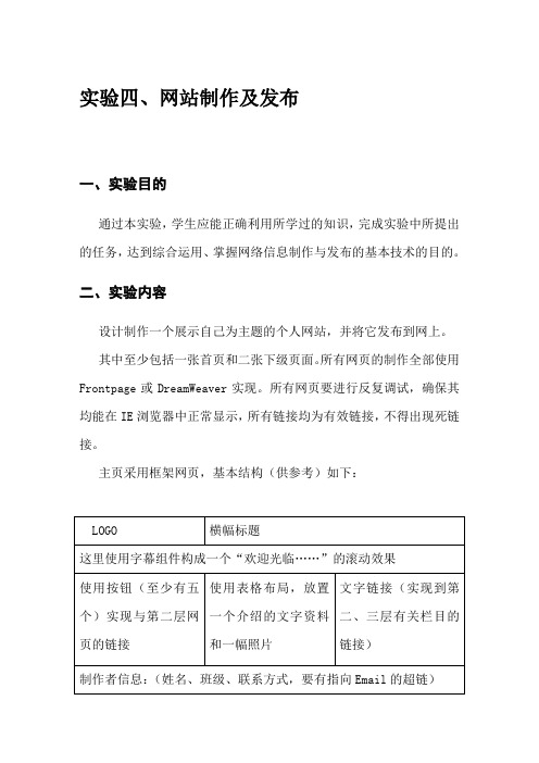 实验四、网站制作及发布