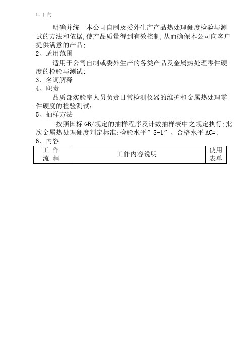 金属热处理硬度检验规范