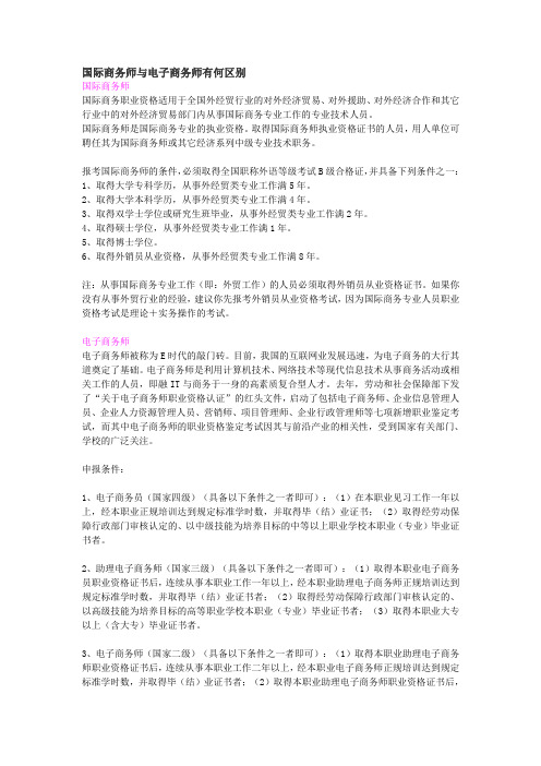 国际商务师与电子商务师有何区别