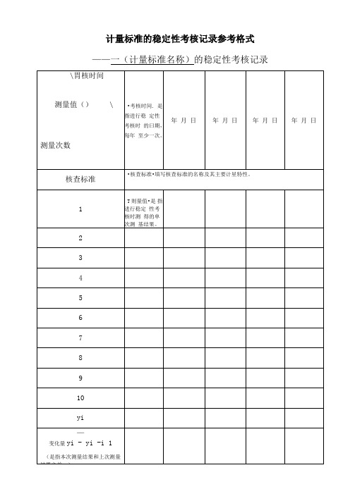 计量标准的稳定性考核记录参考格式