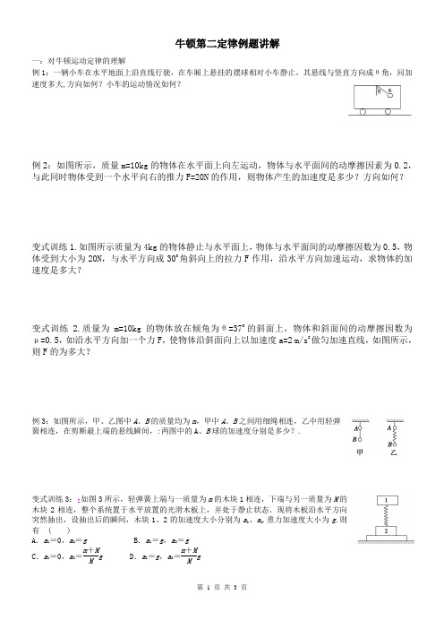 牛顿第二定律例题讲解