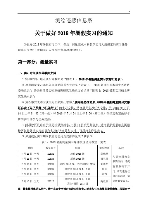 有关做好2012年暑假测量教学活动实习的通知